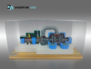 Көрнекі макет «Жылу электр станциясындағы бу турбинасының көлденең қимасы»